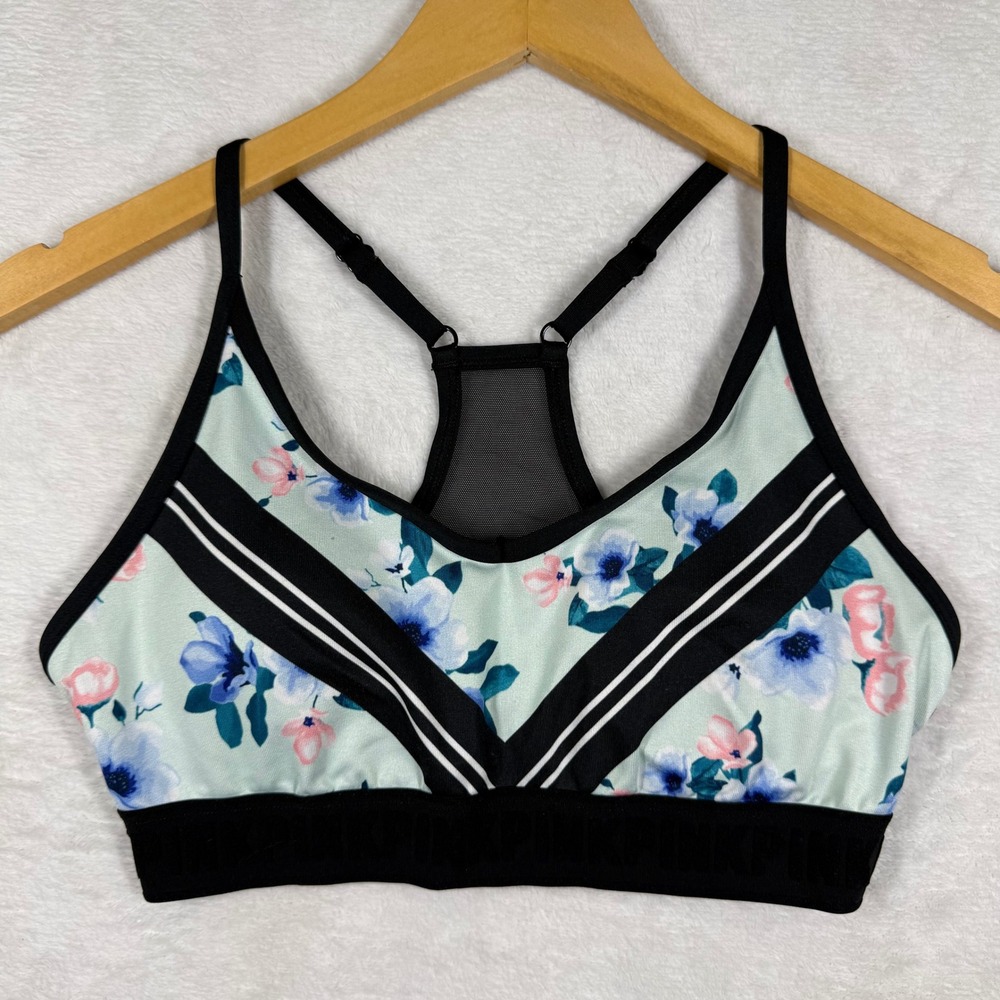 PINK Victoria's Secret Ultimate‎ Lightly Lined Floral Sports Bra Mint Green M